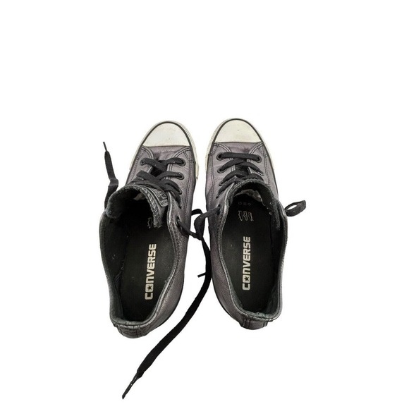 Converse All Star Women Low Top Sneaker Size 6 Gunmetal Gray Metallic Lace Up - Picture 11 of 12